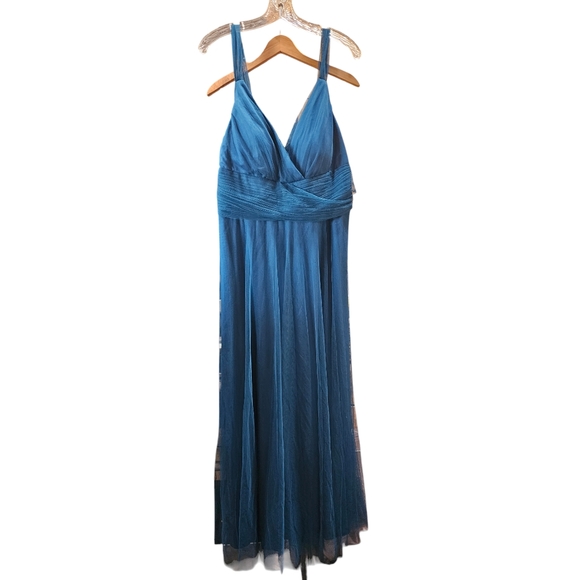 Ever Pretty Floor Length V Neck Tulle Dress In Teal  Size 0XL NWT MSRP $79.99 - Picture 5 of 11